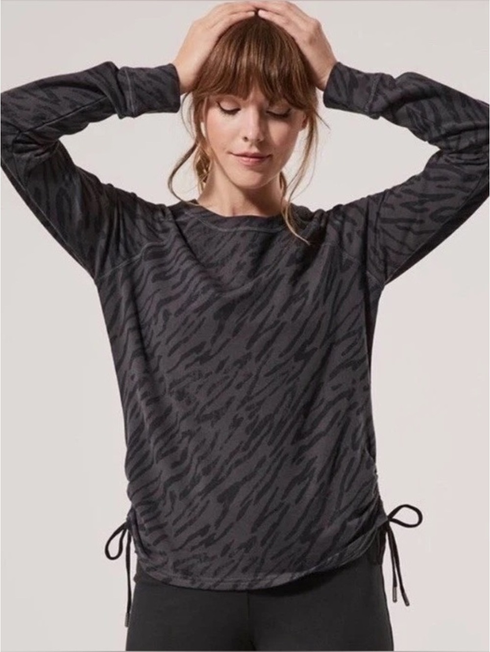 Pact Side Cinch Organic Cotton Tonal Zebra Stripe Sweatshirt XS